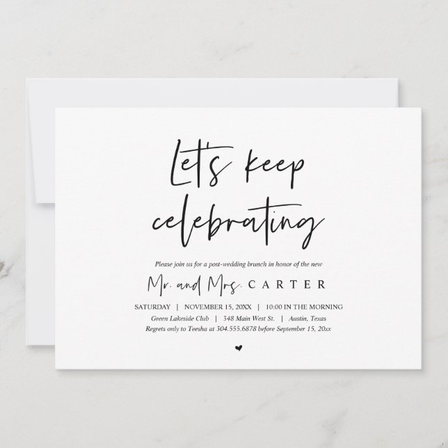 Let's keep celebrating, post wedding brunch invitation (Front)