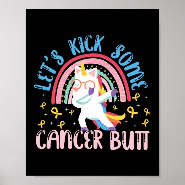 Let's Kick Some Cancer Butt Childhood Cancer Poster (Front)