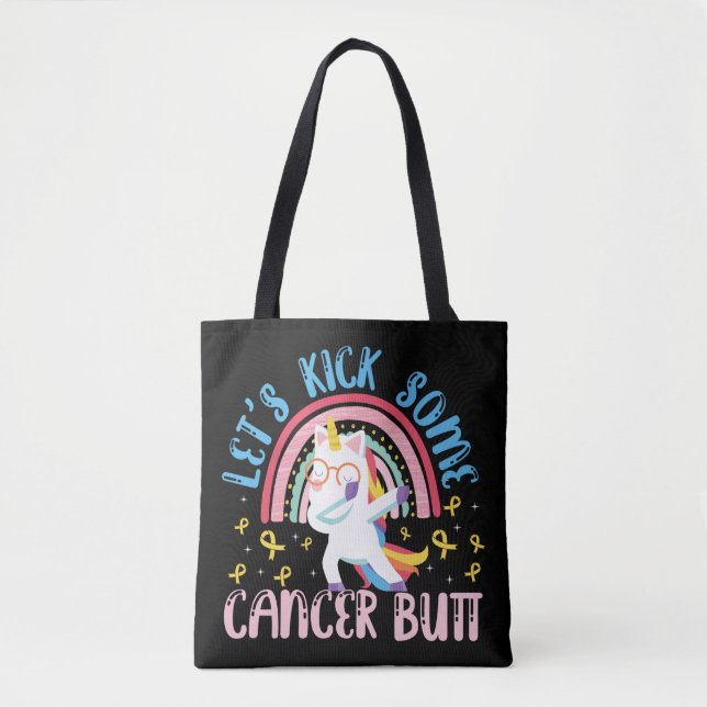 Let's Kick Some Cancer Butt Childhood Cancer Tote Bag (Front)