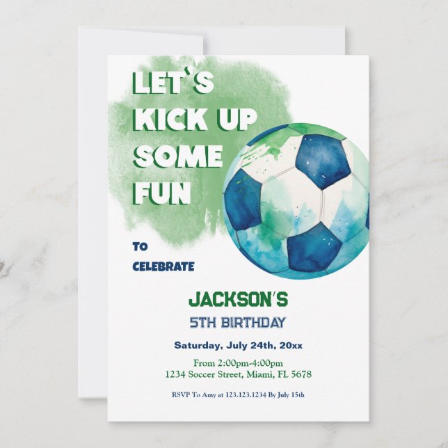 Let's kick up some fun Soccer Invitation (Front)