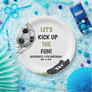 Let's Kick up the fun!, Fun Soccer Birthday Paper Plate