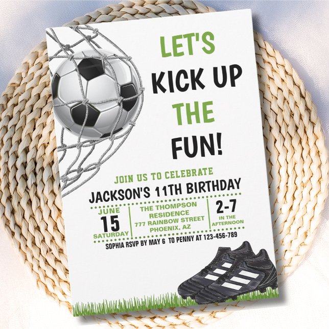 Let's Kick up the fun!, Funny Soccer Birthday Invitation (Creator Uploaded)