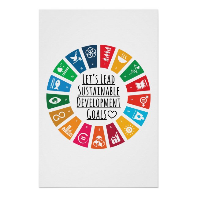 Let's Lead UN SDG Sustainable Development Goals Poster (Front)