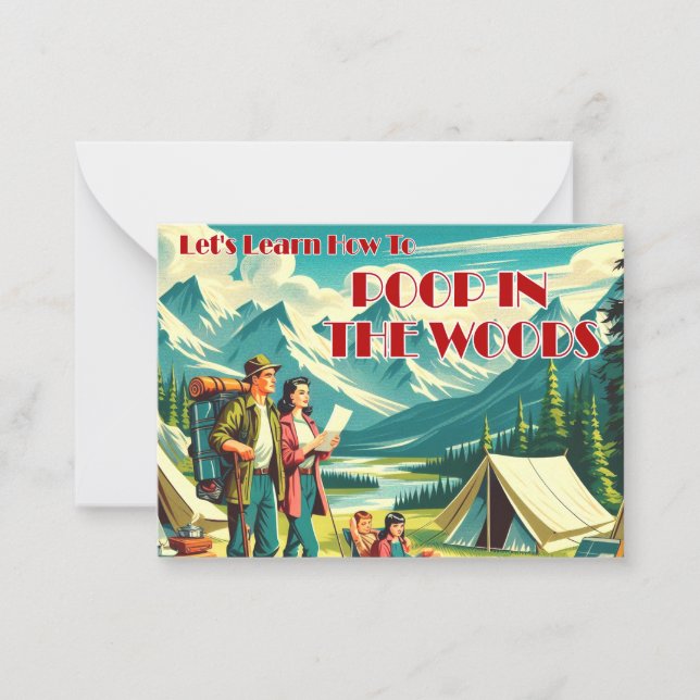 Let's Learn How To Poop In The Woods Camping Card (Front)