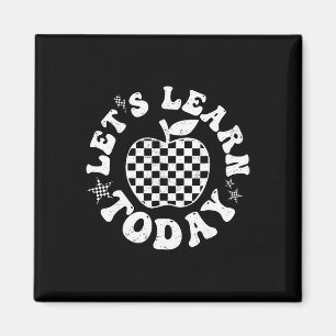 Let's Learn Today Checkered Apple Ck To School Tea Magnet