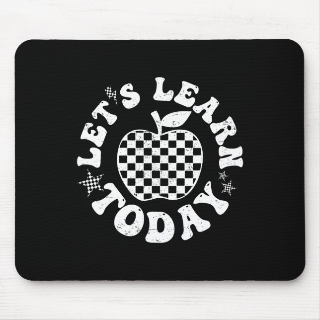 Let's Learn Today Chequered Apple Back To School T Mouse Pad (Front)