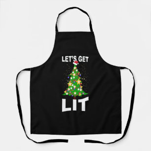 let's light up christmas christmas tree  apron