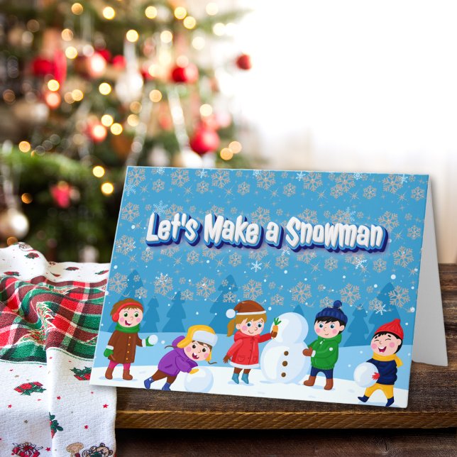 Let's Make a Snowman Cute Folded Holiday Card (Creator Uploaded)