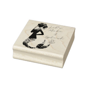 Let's Make A Splash Mermaid Wood Art Stamp