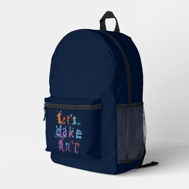 Lets Make Art Teacher Creative Printed Backpack (Back Corner Right)