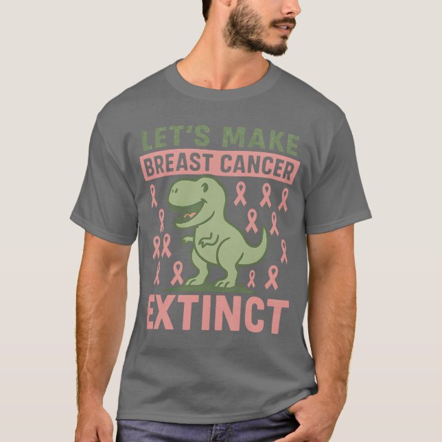Lets Make Breast Cancer Extinct Pink Dinosaur Kids T-Shirt (Front)
