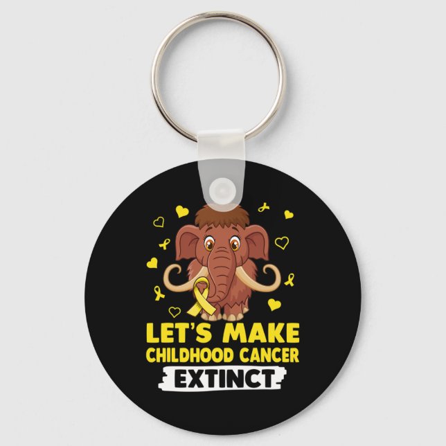 Let's Make Childhood Cancer Extinct Mamuthus Yello Key Ring (Front)