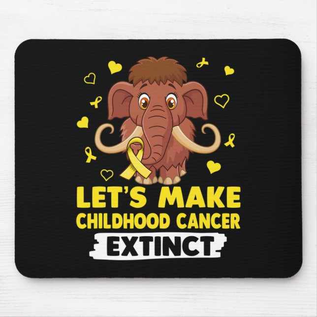 Let's Make Childhood Cancer Extinct Mamuthus Yello Mouse Pad (Front)