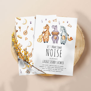Lets Make Some Noise African Animals Baby Shower Invitation