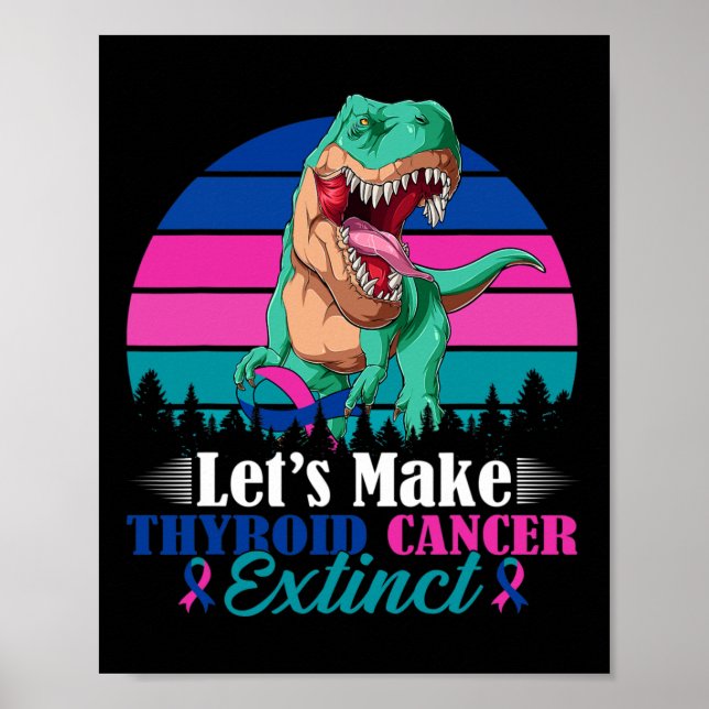 Let's Make Thyroid Cancer Extinct Dinosaur Warrior Poster (Front)