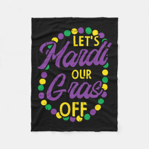 Lets Mardi Gras Off Beads Pun Funny Carnival Drink Fleece Blanket