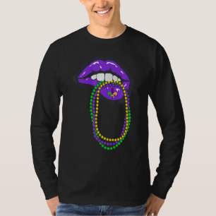 Let's Mardi gras y'all celebrating party lips bead T-Shirt