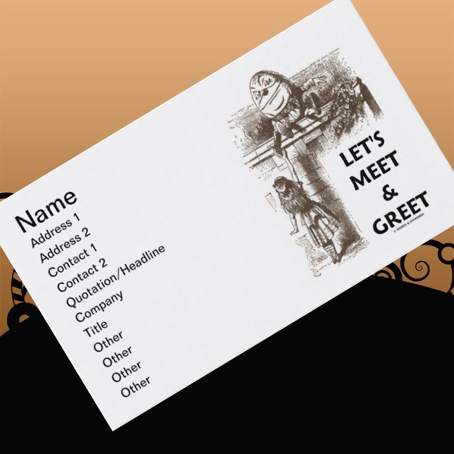 Let's Meet & Greet Alice Humpty Dumpty Wonderland Business Card (Let your wry Wonderland side shine with this "Let's Meet & Greet" business card)