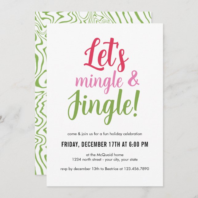 Lets Mingle and Jingle Christmas Party Invitation (Front/Back)