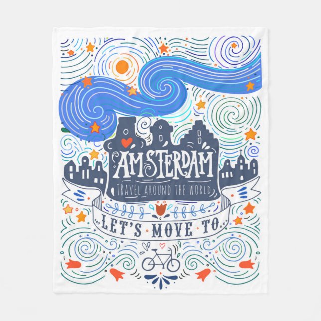 Let's Move To Amsterdam Fleece Blanket (Front)