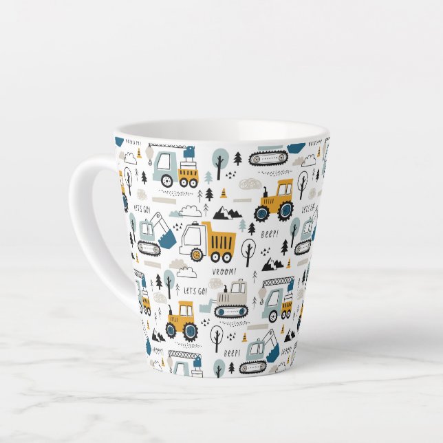 Let's Move Vehicle Pattern Latte Mug (Left Angle)