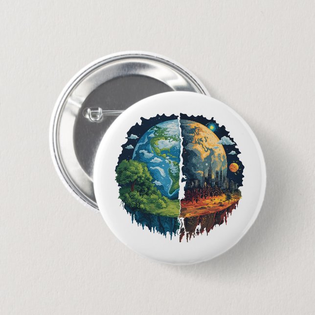 Lets not kill the planet 6 cm round badge (Front & Back)
