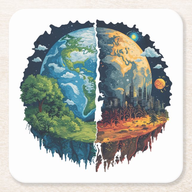 Lets not kill the planet square paper coaster (Front)