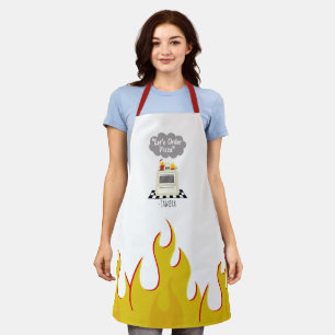Let's Order Pizza Kitchen Fire Flames Apron