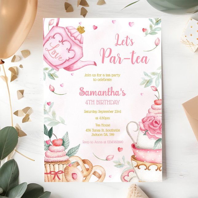 Let's Par-tea Birthday Tea Party Invitation (Creator Uploaded)