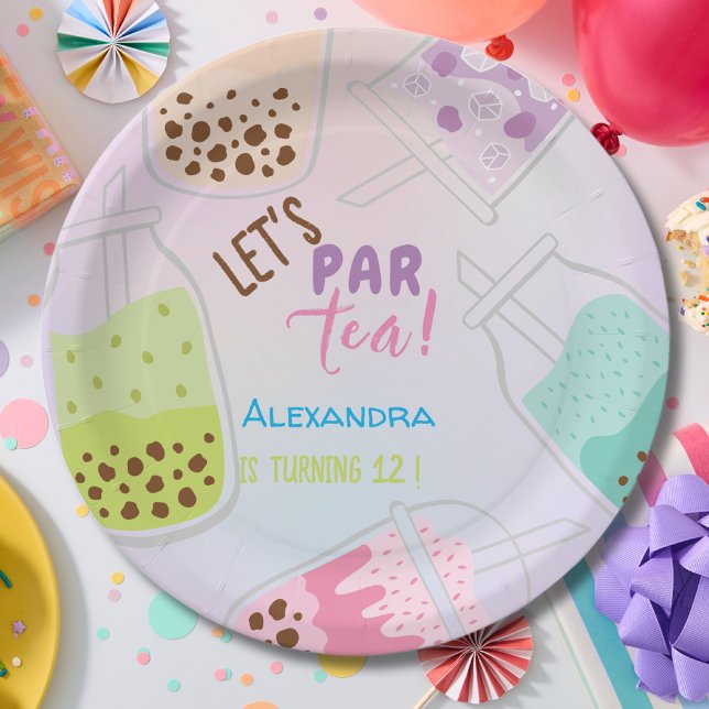 Let's par tea bobba tea birthday paper plate (Creator Uploaded)