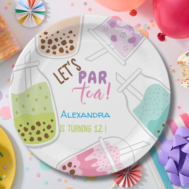 Let's par tea bobba tea birthday paper plate (Creator Uploaded)