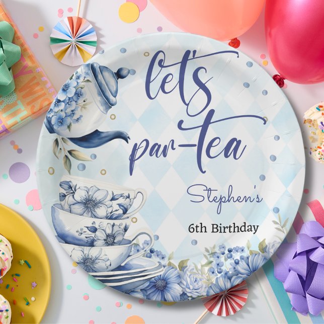 Let's par-tea brunch birthday for kids paper plate (Creator Uploaded)