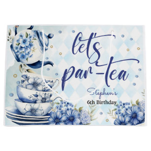 Let's par-tea floral birthday for kids large gift bag