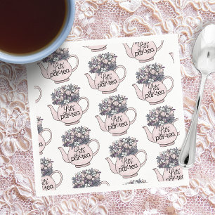 Let's Par-Tea Floral Teapot Girls Birthday Napkin