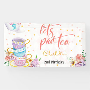 Let's par-tea, tea kids birthday banner