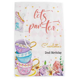 Let's par-tea, tea kids birthday medium gift bag