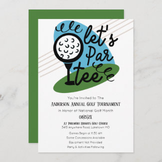 Let's Par Tee Annual Golf Tournament Cute Party Invitation