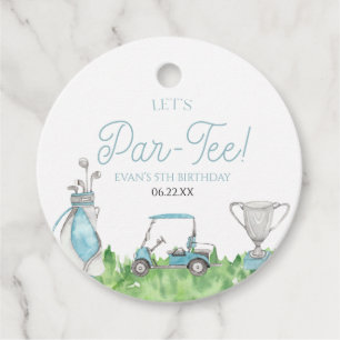 Let's Par-Tee Blue Golf Birthday Party Favour Tags