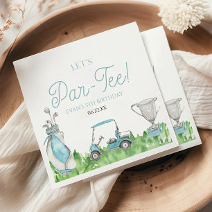 Let's Par-Tee Blue Golf Birthday Party Napkin