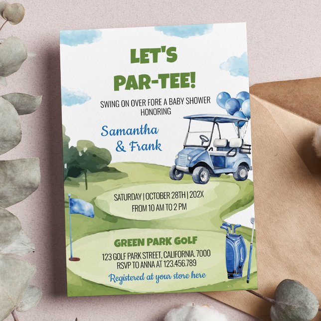Let's Par-Tee Classic Golf Boy Party Baby Shower Invitation (Creator Uploaded)