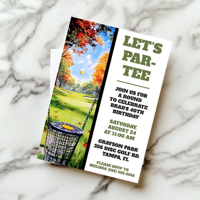 Let's Par-Tee!  Disc Golf Birthday Party Invitation (Creator Uploaded)