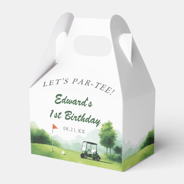 Let's Par-Tee Fun Golf Birthday Watercolor Favour Box (Front Side)