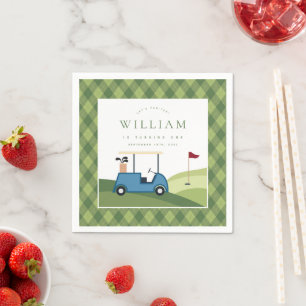 Let's Par Tee Golf Argyle Pattern First Birthday Napkin