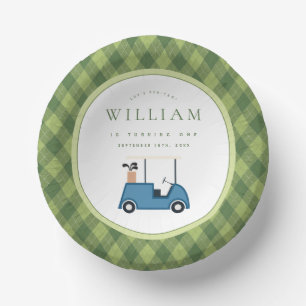 Let's Par Tee Golf Argyle Pattern First Birthday Paper Plate