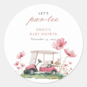 Let's Par-tee Golf Baby Shower Classic Round Sticker