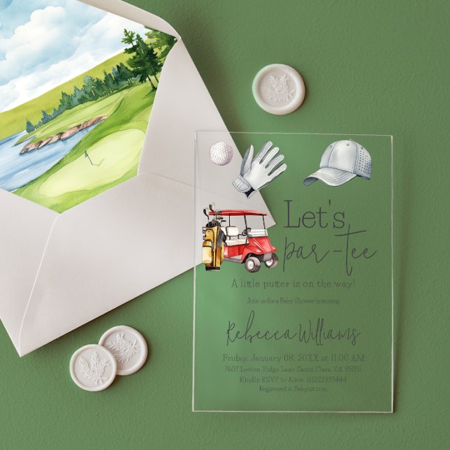 Let's Par Tee Golf Baby Shower Sport Theme Party Acrylic Invitations (Creator Uploaded)