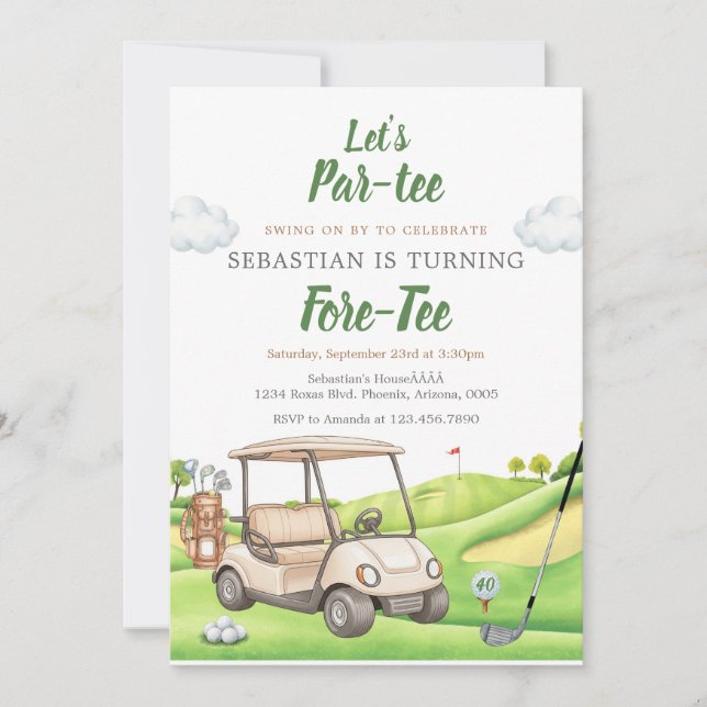 Let's Par Tee Golf Birthday Invitation (Front)