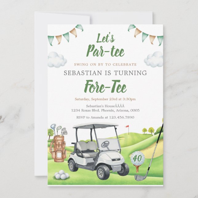 Let's Par Tee Golf Birthday Invitation (Front)