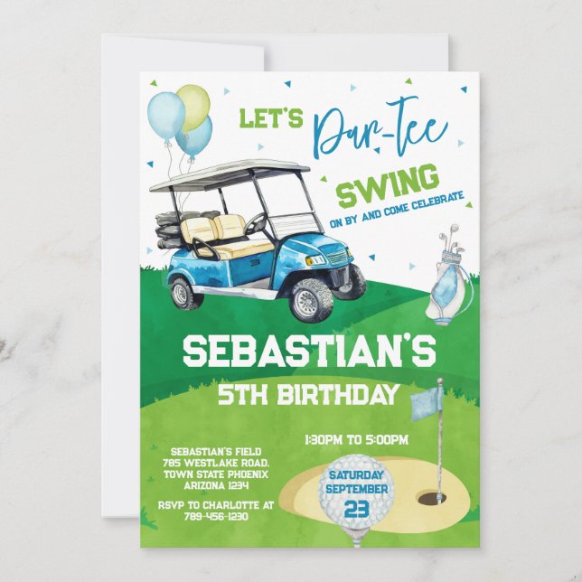 Let's Par Tee Golf Birthday Invitation (Front)
