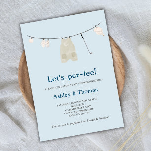 Let's Par-Tee Golf Cute Boy Baby Shower Invitation
